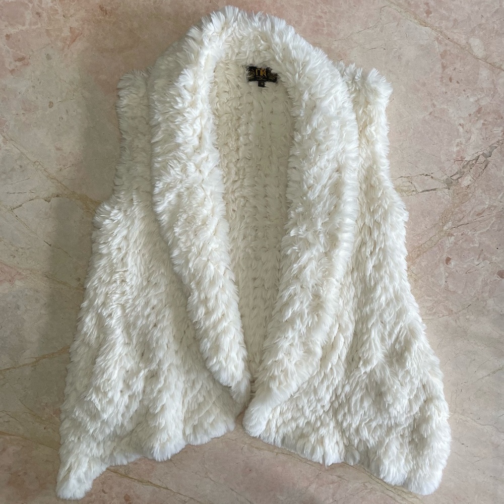 Metric Knits Fur Collection White faux fur vest